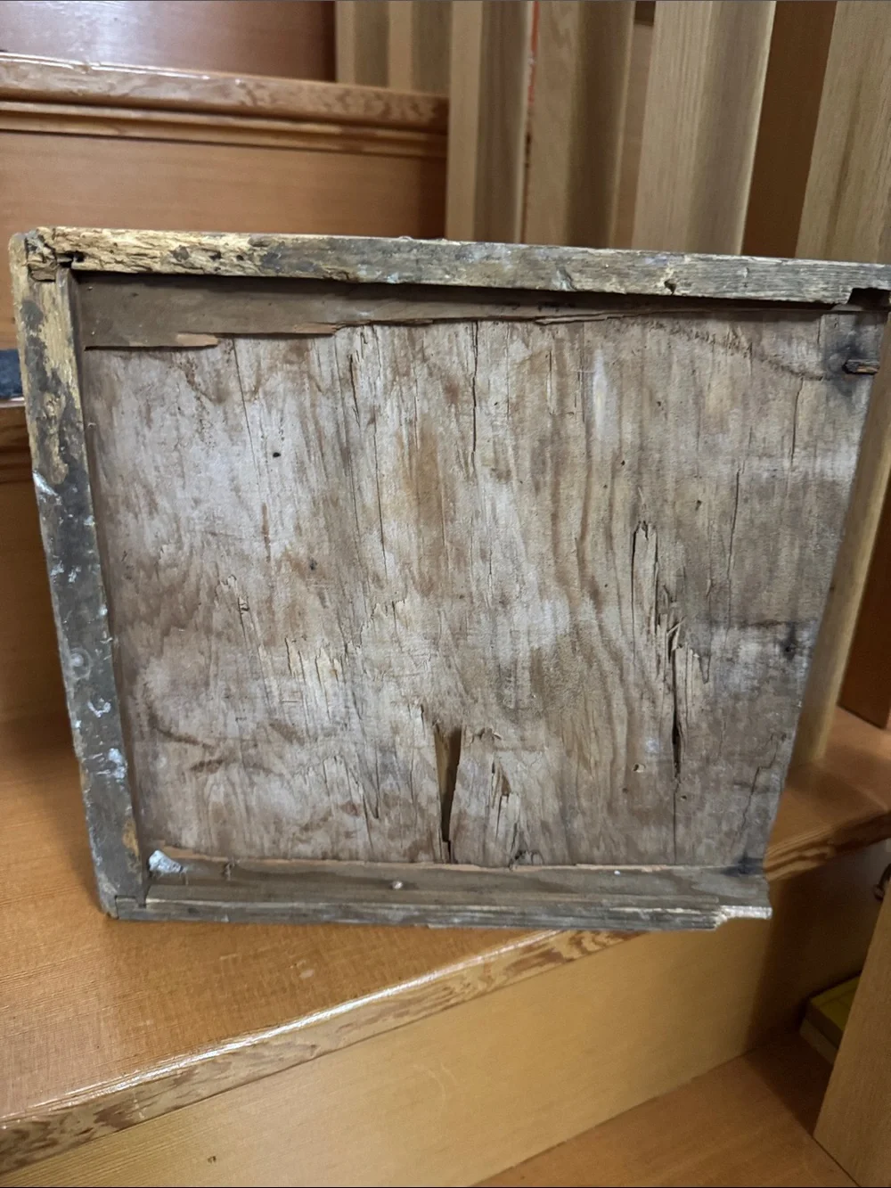 Antique Rustic Wooden Drawer with Metal Divider & pull for display repurpose